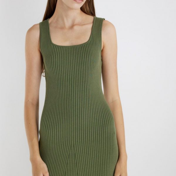 Ribbed Tank Dress Green